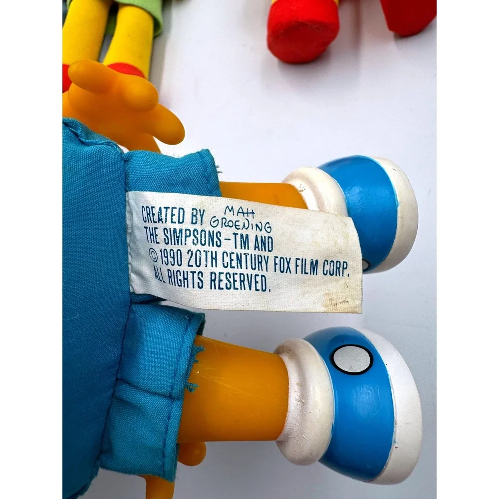 Vintage 1990 The Simpsons Plush Doll Set Matt Groening Vinyl Head Family Lot 5pc